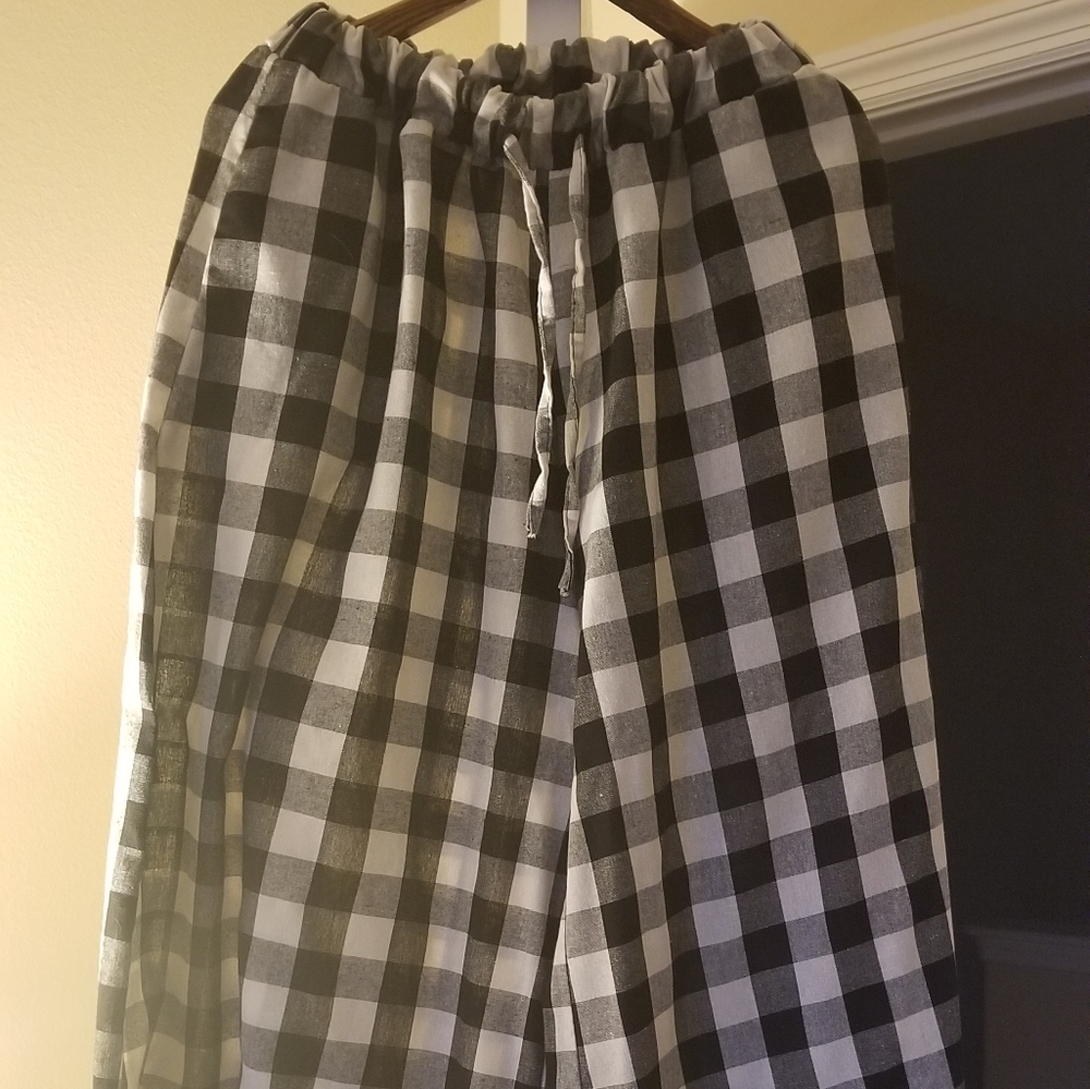 🖤 Plaid Black & White Wide Leg Pants